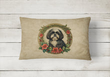 Load image into Gallery viewer, Shih Tzu Christmas Flowers Throw Pillow