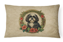 Load image into Gallery viewer, Shih Tzu Christmas Flowers Throw Pillow