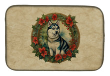 Load image into Gallery viewer, Siberian Husky Christmas Flowers Dish Drying Mat