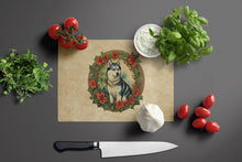Load image into Gallery viewer, Siberian Husky Christmas Flowers Glass Cutting Boards – Durable, Decorative Kitchen Art