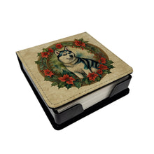 Load image into Gallery viewer, Siberian Husky Christmas Flowers PU Leather Note Paper Holder