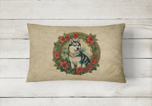 Load image into Gallery viewer, Siberian Husky Christmas Flowers Throw Pillow