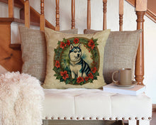 Load image into Gallery viewer, Siberian Husky Christmas Flowers Throw Pillow - 14x14 Decorative Pillow – Art for Your Home &amp; Patio