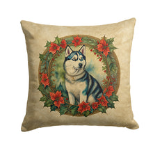 Load image into Gallery viewer, Siberian Husky Christmas Flowers Throw Pillow