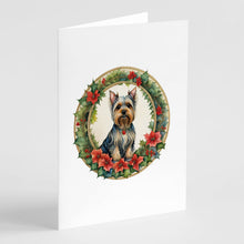 Load image into Gallery viewer, Silky Terrier Christmas Flowers Greeting Cards - Blank Note Cards – 8-Pack of Artist-Designed Cards with Envelopes