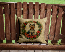 Load image into Gallery viewer, Silky Terrier Christmas Flowers Throw Pillow - 14x14 Decorative Pillow – Art for Your Home &amp; Patio