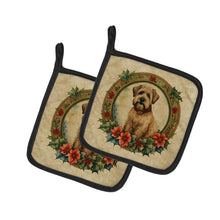 Load image into Gallery viewer, Wheaten Terrier Christmas Flowers Pot Holders - Set of 2 Decorative Kitchen Helpers | Made in the USA