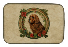 Load image into Gallery viewer, Sussex Spaniel Christmas Flowers Dish Drying Mat