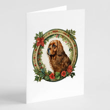 Load image into Gallery viewer, Sussex Spaniel Christmas Flowers Greeting Cards - Blank Note Cards – 8-Pack of Artist-Designed Cards with Envelopes