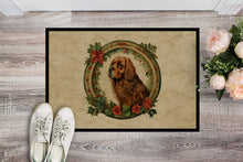 Load image into Gallery viewer, Sussex Spaniel Christmas Flowers Doormat-24x36 Indoor / Outdoor Rug | Made in USA
