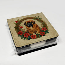 Load image into Gallery viewer, Tibetan Mastiff Christmas Flowers PU Leather Note Paper Holder
