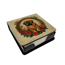 Load image into Gallery viewer, Tibetan Mastiff Christmas Flowers PU Leather Note Paper Holder