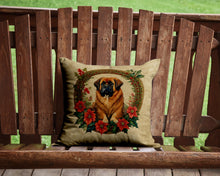 Load image into Gallery viewer, Tibetan Mastiff Christmas Flowers Throw Pillow - 14x14 Decorative Pillow – Art for Your Home &amp; Patio