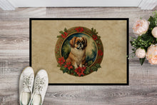 Load image into Gallery viewer, Tibetan Spaniel Christmas Flowers Doormat