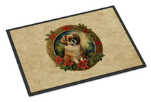 Load image into Gallery viewer, Tibetan Spaniel Christmas Flowers Doormat