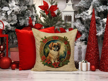 Load image into Gallery viewer, Tibetan Spaniel Christmas Flowers Throw Pillow