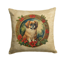 Load image into Gallery viewer, Tibetan Spaniel Christmas Flowers Throw Pillow
