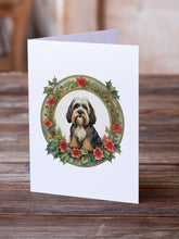 Load image into Gallery viewer, Tibetan Terrier Christmas Flowers Greeting Cards - Blank Note Cards – 8-Pack of Artist-Designed Cards with Envelopes