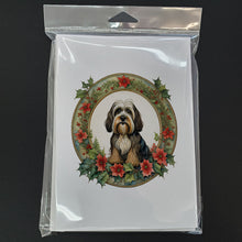Load image into Gallery viewer, Tibetan Terrier Christmas Flowers Greeting Cards - Blank Note Cards – 8-Pack of Artist-Designed Cards with Envelopes