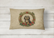 Load image into Gallery viewer, Tibetan Terrier Christmas Flowers Throw Pillow