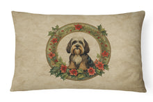 Load image into Gallery viewer, Tibetan Terrier Christmas Flowers Throw Pillow