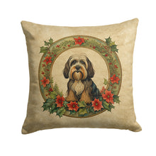 Load image into Gallery viewer, Tibetan Terrier Christmas Flowers Throw Pillow