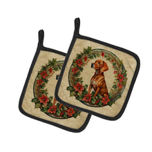 Load image into Gallery viewer, Vizsla Christmas Flowers Pot Holders - Set of 2 Decorative Kitchen Helpers | Made in the USA
