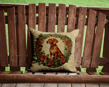Load image into Gallery viewer, Vizsla Christmas Flowers Throw Pillow - 14x14 Decorative Pillow – Art for Your Home &amp; Patio