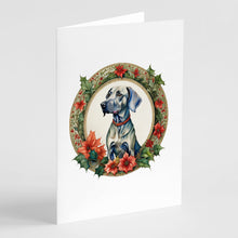 Load image into Gallery viewer, Weimaraner Christmas Flowers Greeting Cards - Blank Note Cards – 8-Pack of Artist-Designed Cards with Envelopes