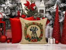 Load image into Gallery viewer, Weimaraner Christmas Flowers Throw Pillow