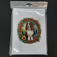 Load image into Gallery viewer, Welsh Springer Spaniel Christmas Flowers Greeting Cards - Blank Note Cards – 8-Pack of Artist-Designed Cards with Envelopes