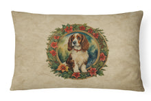 Load image into Gallery viewer, Welsh Springer Spaniel Christmas Flowers Throw Pillow