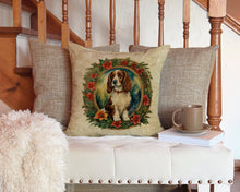 Load image into Gallery viewer, Welsh Springer Spaniel Christmas Flowers Throw Pillow - 14x14 Decorative Pillow – Art for Your Home &amp; Patio