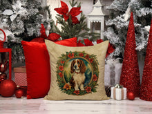 Load image into Gallery viewer, Welsh Springer Spaniel Christmas Flowers Throw Pillow