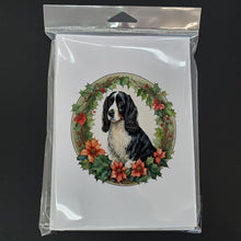 Load image into Gallery viewer, Welsh Springer Spaniel Christmas Flowers Greeting Cards - Blank Note Cards – 8-Pack of Artist-Designed Cards with Envelopes