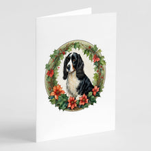 Load image into Gallery viewer, Welsh Springer Spaniel Christmas Flowers Greeting Cards - Blank Note Cards – 8-Pack of Artist-Designed Cards with Envelopes