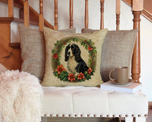 Load image into Gallery viewer, Welsh Springer Spaniel Christmas Flowers Throw Pillow - 14x14 Decorative Pillow – Art for Your Home &amp; Patio