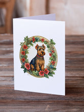 Load image into Gallery viewer, Welsh Terrier Christmas Flowers Greeting Cards - Blank Note Cards – 8-Pack of Artist-Designed Cards with Envelopes