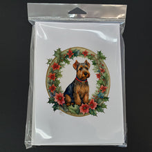 Load image into Gallery viewer, Welsh Terrier Christmas Flowers Greeting Cards - Blank Note Cards – 8-Pack of Artist-Designed Cards with Envelopes