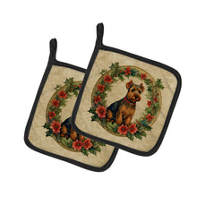 Load image into Gallery viewer, Welsh Terrier Christmas Flowers Pot Holders - Set of 2 Decorative Kitchen Helpers | Made in the USA
