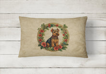 Load image into Gallery viewer, Welsh Terrier Christmas Flowers Throw Pillow