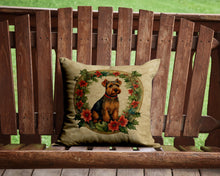 Load image into Gallery viewer, Welsh Terrier Christmas Flowers Throw Pillow - 14x14 Decorative Pillow – Art for Your Home &amp; Patio