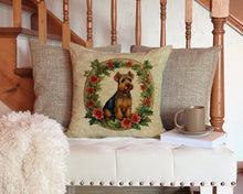 Load image into Gallery viewer, Welsh Terrier Christmas Flowers Throw Pillow - 14x14 Decorative Pillow – Art for Your Home &amp; Patio