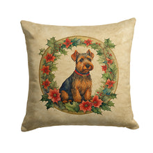 Load image into Gallery viewer, Welsh Terrier Christmas Flowers Throw Pillow