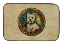 Load image into Gallery viewer, Westie Christmas Flowers Dish Drying Mat