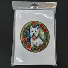 Load image into Gallery viewer, Westie Christmas Flowers Greeting Cards - Blank Note Cards – 8-Pack of Artist-Designed Cards with Envelopes