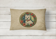 Load image into Gallery viewer, Westie Christmas Flowers Throw Pillow