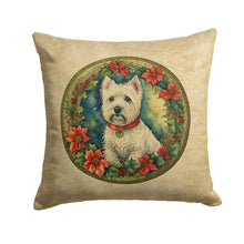 Load image into Gallery viewer, Westie Christmas Flowers Throw Pillow - 14x14 Decorative Pillow – Art for Your Home &amp; Patio