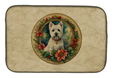 Load image into Gallery viewer, Westie Christmas Flowers Dish Drying Mat