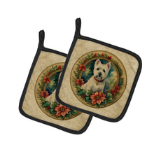 Load image into Gallery viewer, Westie Christmas Flowers Pot Holders - Set of 2 Decorative Kitchen Helpers | Made in the USA